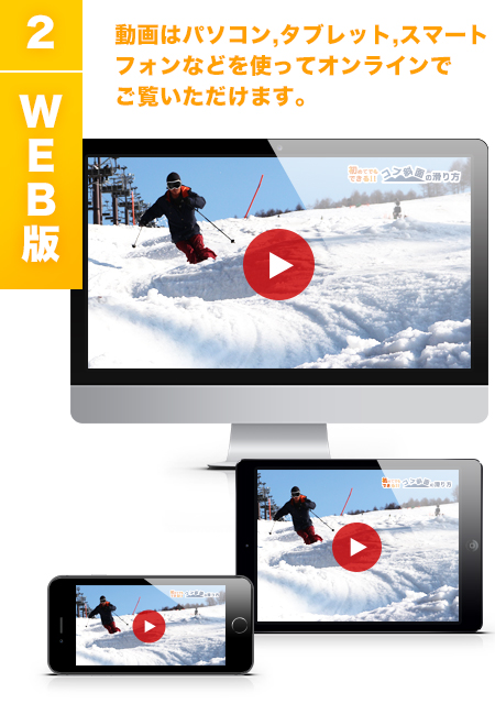 ２）WEB版　動画はパソコン、タブレット、スマートフォンなどを使ってオンラインでご覧いただけます。
